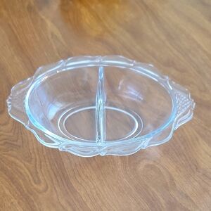 Vintage Fostoria Waverly Glass Divided Serving Dish